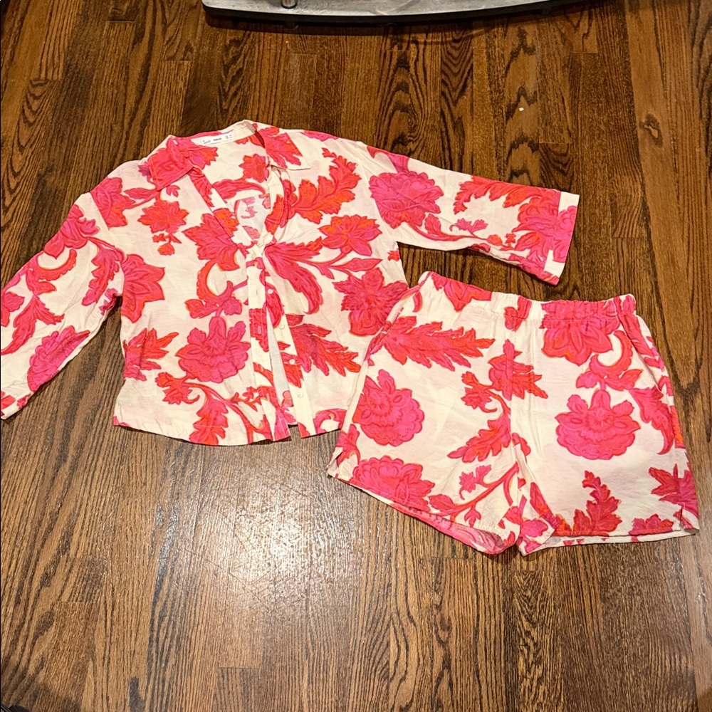 Mango Pink Floral Two-Piece short set